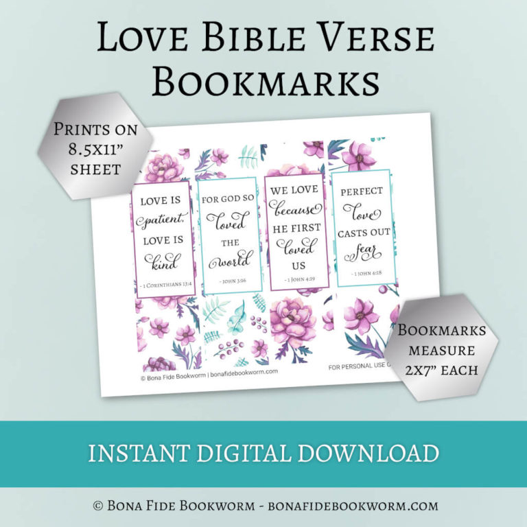 Printable Love Bible Verse Bookmarks – Bona Fide Bookworm Printables