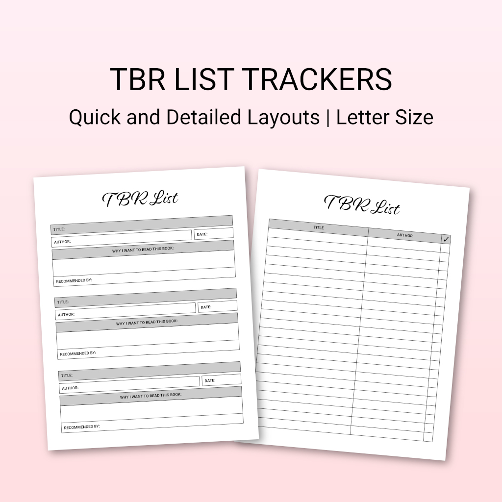 Printable TBR List Trackers Bona Fide Bookworm Printables