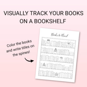 Visually track your books on a bookshelf by coloring in the books