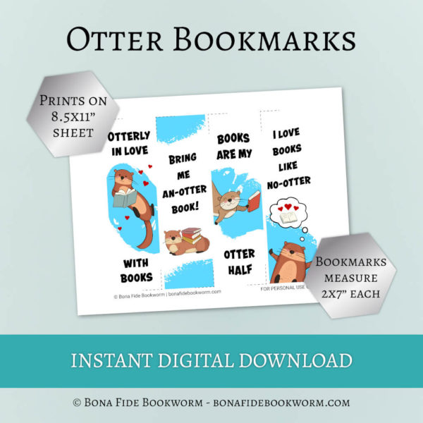 Mockup of otter bookmarks printable